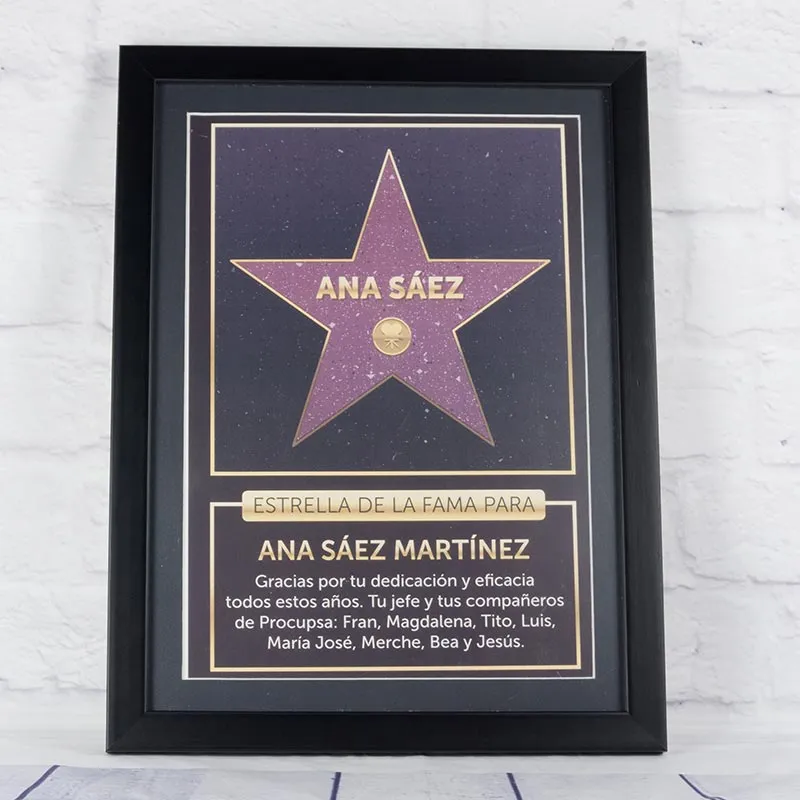 Affiche 'Étoile Hollywood Boulevard' personnalisée dans un cadre
