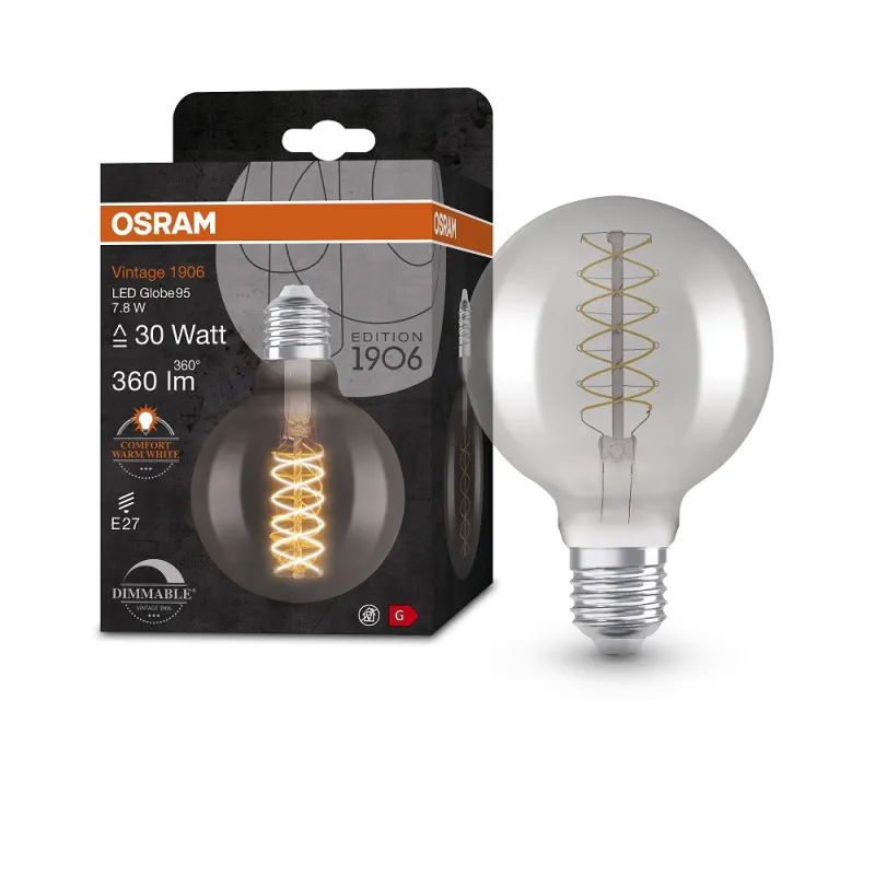 Ampoule LED à filament 7.8W Dimmable Vintage Edition 1906 Globe 95mm Fumé - Osram Ledvance