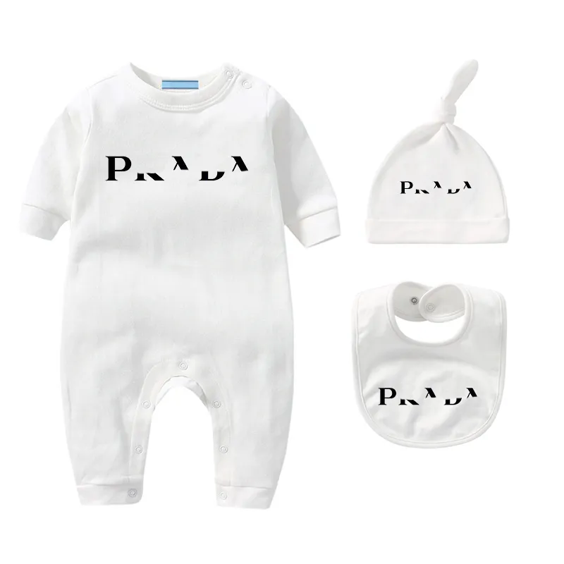 Baby Rompers Ensembles De Vêtements Nouveau Né Body Pour Bébé Avec Bonnet Bavoir Bébé 100% Coton Barboteuse Enfants Onesies Comb