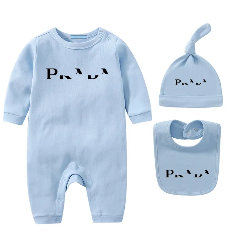 Baby Rompers Ensembles De Vêtements Nouveau Né Body Pour Bébé Avec Bonnet Bavoir Bébé 100% Coton Barboteuse Enfants Onesies Comb