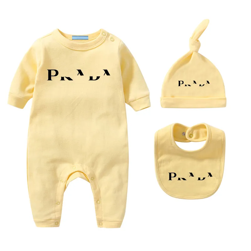 Baby Rompers Ensembles De Vêtements Nouveau Né Body Pour Bébé Avec Bonnet Bavoir Bébé 100% Coton Barboteuse Enfants Onesies Comb