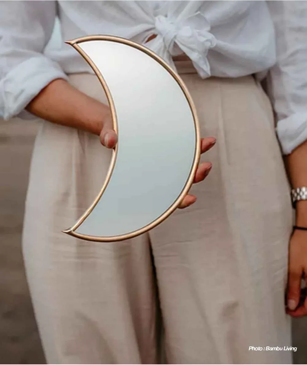 Bambu Living : Miroir Lune laiton doré - Taille S - 100% Green