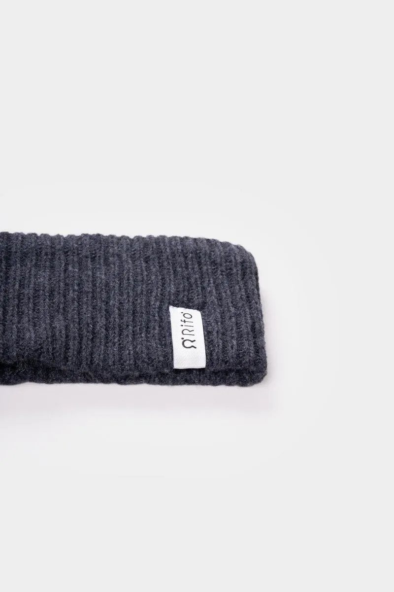 Bandeau en cachemire recyclé | gris "fascia lara - grigio carbone" femme