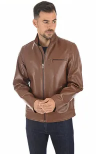 Blouson agneau cognac homme La Canadienne - La Canadienne - Blousons Cuir Cognac