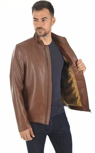 Blouson agneau cognac homme La Canadienne - La Canadienne - Blousons Cuir Cognac