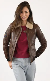 Blouson aviateur Air Pilot agneau Rose Garden - La Canadienne - Blousons Cuir Cognac