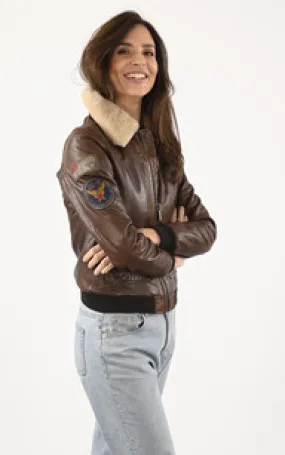 Blouson aviateur Air Pilot agneau Rose Garden - La Canadienne - Blousons Cuir Cognac