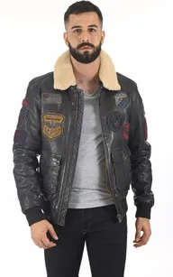 Blouson aviateur Mythic marine Daytona 73 - La Canadienne - Blousons Cuir Marine