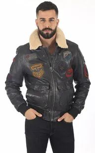 Blouson aviateur Mythic marine Daytona 73 - La Canadienne - Blousons Cuir Marine