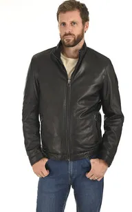 Blouson classique agneau noir Milestone - La Canadienne - Blousons Cuir Noir