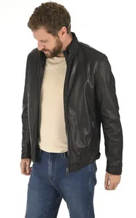 Blouson classique agneau noir Milestone - La Canadienne - Blousons Cuir Noir