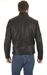 Blouson classique agneau noir Milestone - La Canadienne - Blousons Cuir Noir