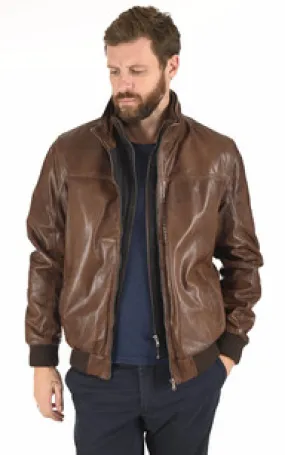 Blouson confort agneau cognac Smarty - La Canadienne - Blousons Cuir Cognac