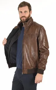 Blouson confort agneau cognac Smarty - La Canadienne - Blousons Cuir Cognac