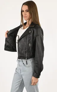 Blouson court agneau noir La Canadienne - La Canadienne - Blousons Cuir Noir