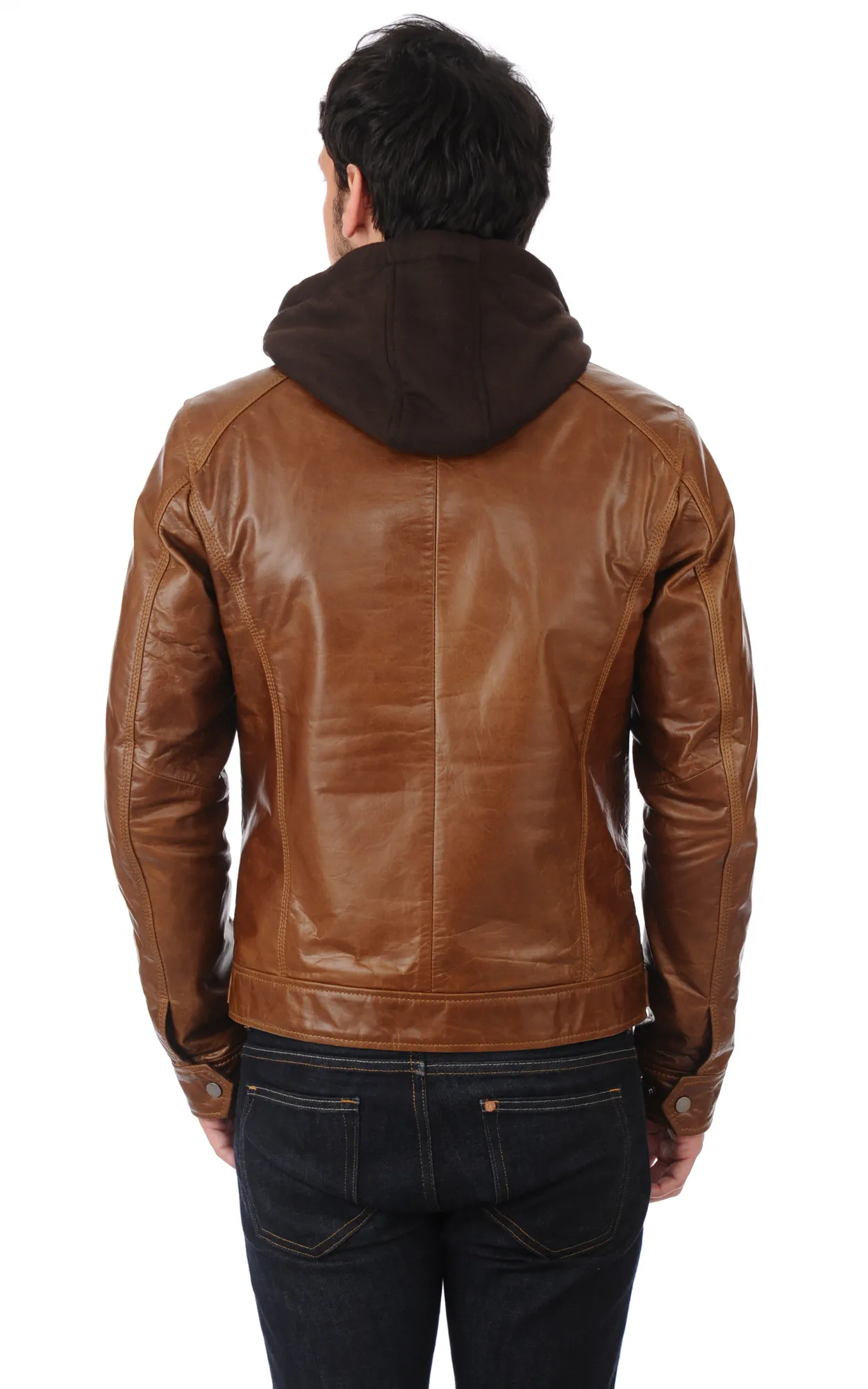 Blouson cuir buffle Erico Hood cognac Serge Pariente - La Canadienne - Blousons Cuir Cognac