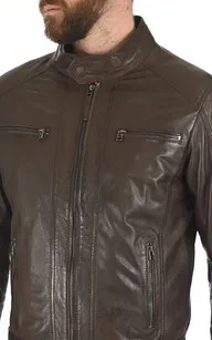 Blouson cuir Erico Hood chocolat Serge Pariente - La Canadienne - Blousons Cuir Chocolat