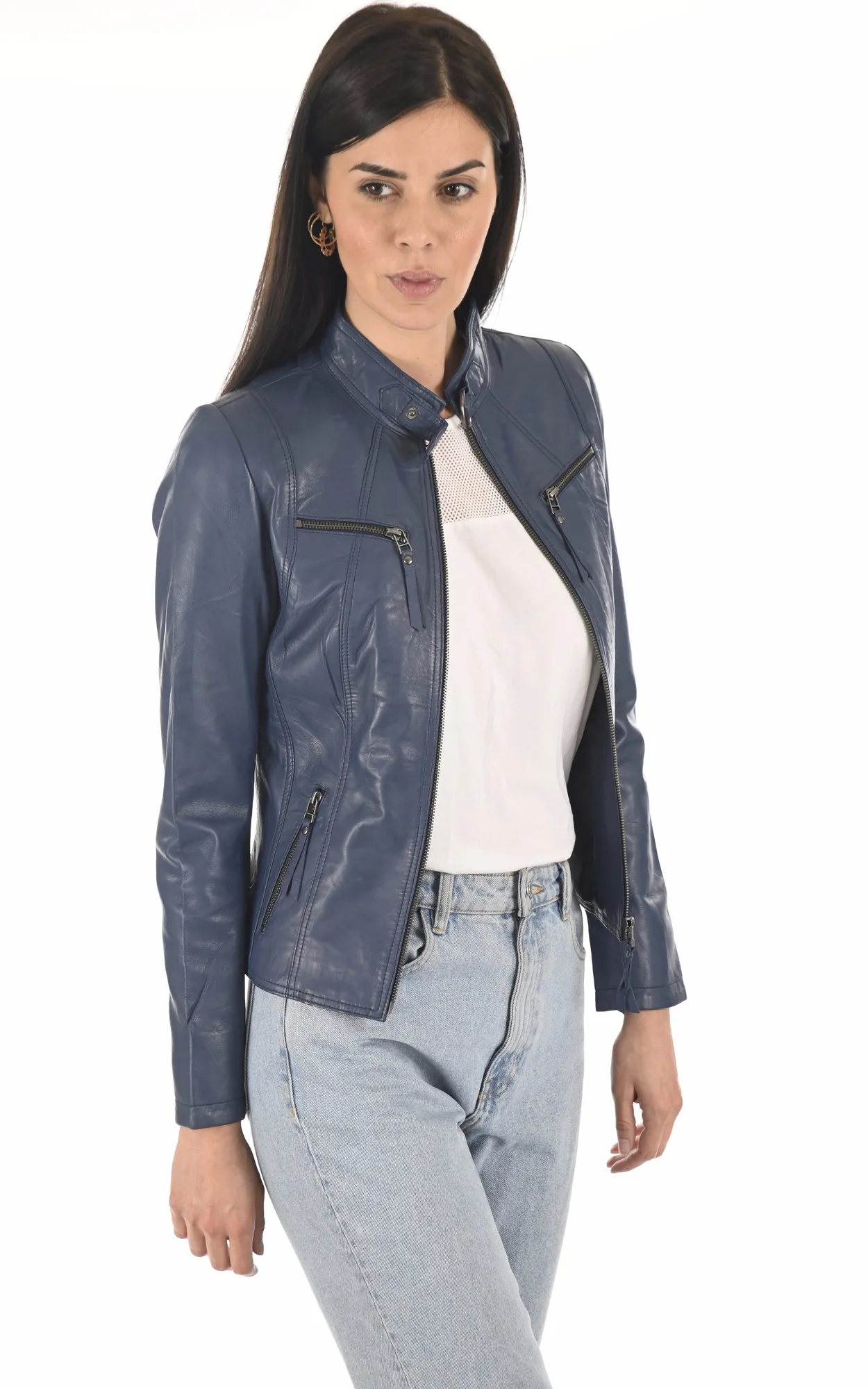 Blouson Cuir Femme Bleu La Canadienne - La Canadienne - Blousons Cuir Bleu Foncé