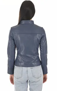 Blouson Cuir Femme Bleu La Canadienne - La Canadienne - Blousons Cuir Bleu Foncé