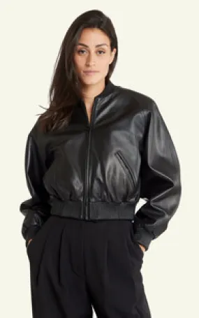 Blouson cuir Gaia noir Serge Pariente - La Canadienne - Blousons Cuir Noir