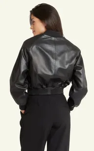 Blouson cuir Gaia noir Serge Pariente - La Canadienne - Blousons Cuir Noir