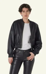 Blouson cuir Gaia noir Serge Pariente - La Canadienne - Blousons Cuir Noir