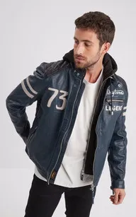 Blouson cuir Gladstone Shortblue Daytona 73 - La Canadienne - Blousons Cuir Bleu