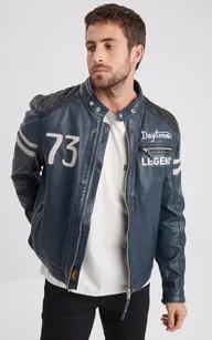 Blouson cuir Gladstone Shortblue Daytona 73 - La Canadienne - Blousons Cuir Bleu