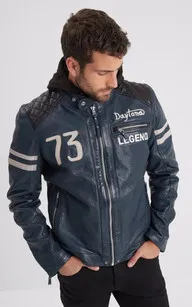 Blouson cuir Gladstone Shortblue Daytona 73 - La Canadienne - Blousons Cuir Bleu