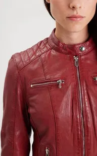 Blouson cuir Jodyta Red chili Rose Garden - La Canadienne - Blousons Cuir Rouge