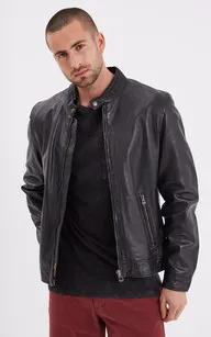 Blouson cuir Mercer noir Daytona 73 - La Canadienne - Blousons Cuir Noir