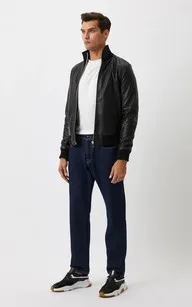 Blouson cuir Paros noir Serge Pariente - La Canadienne - Blousons Cuir Noir