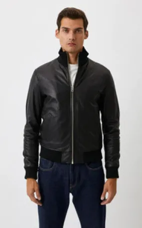 Blouson cuir Paros noir Serge Pariente - La Canadienne - Blousons Cuir Noir