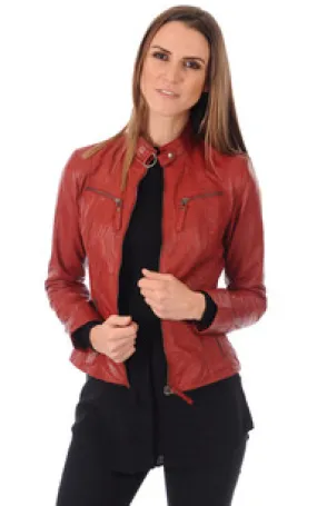 Blouson Cuir Rouge Femme La Canadienne - La Canadienne - Blousons Cuir Rouge