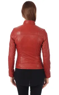 Blouson Cuir Rouge Femme La Canadienne - La Canadienne - Blousons Cuir Rouge