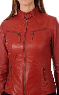 Blouson Cuir Rouge Femme La Canadienne - La Canadienne - Blousons Cuir Rouge