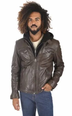 Blouson Drink cuir chocolat Oakwood - La Canadienne - Blousons Cuir Chocolat