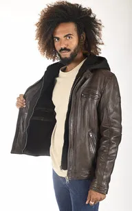 Blouson Drink cuir chocolat Oakwood - La Canadienne - Blousons Cuir Chocolat