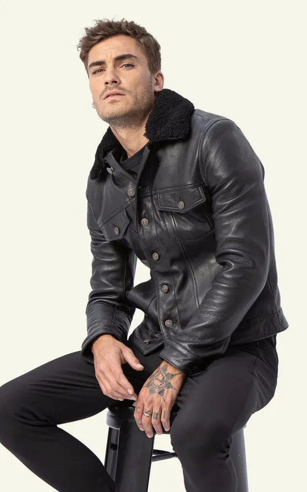 Blouson Elias Noir Serge Pariente - La Canadienne - Blousons Cuir Noir