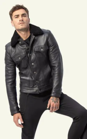 Blouson Elias Noir Serge Pariente - La Canadienne - Blousons Cuir Noir