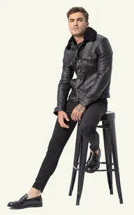 Blouson Elias Noir Serge Pariente - La Canadienne - Blousons Cuir Noir