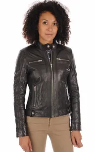 Blouson Erika Noir Serge Pariente - La Canadienne - Blousons Cuir Noir