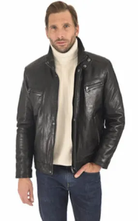 Blouson Falconero agneau noir Daytona 73 - La Canadienne - Blousons Cuir Noir