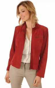 Blouson Femme Cuirs Velours Rouge La Canadienne - La Canadienne - Blousons Cuir Rouge