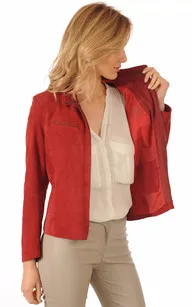 Blouson Femme Cuirs Velours Rouge La Canadienne - La Canadienne - Blousons Cuir Rouge