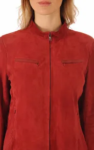 Blouson Femme Cuirs Velours Rouge La Canadienne - La Canadienne - Blousons Cuir Rouge