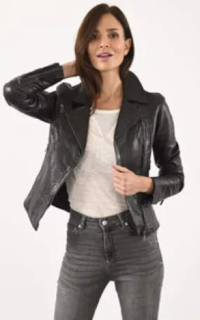 Blouson Juliette Noir Rose Garden - La Canadienne - Blousons Cuir Noir