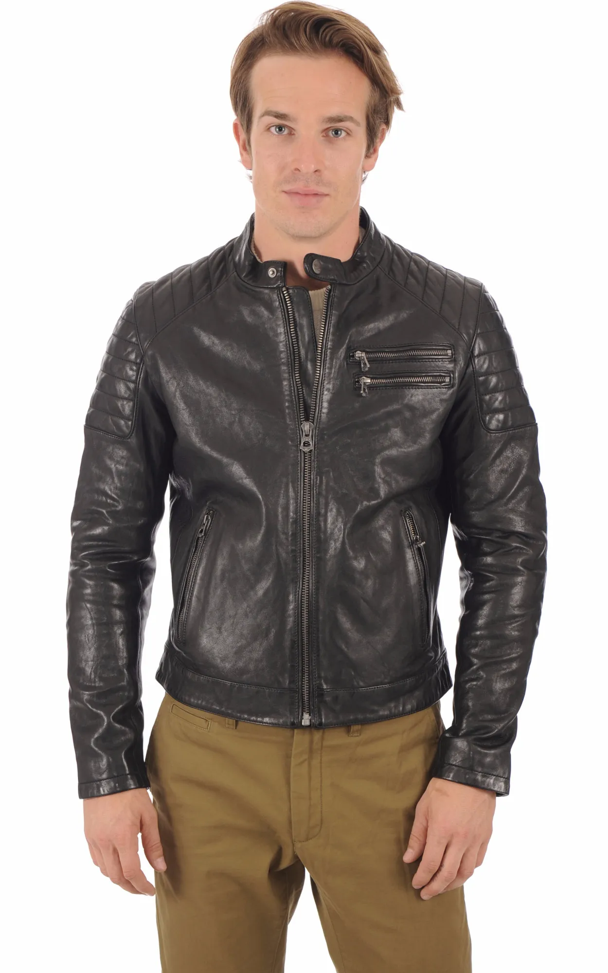 Blouson motard Starget noir Daytona 73 - La Canadienne - Blousons Cuir Noir