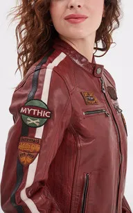 Blouson moto Wartbugy bordeaux Rose Garden - La Canadienne - Blousons Cuir Bordeaux