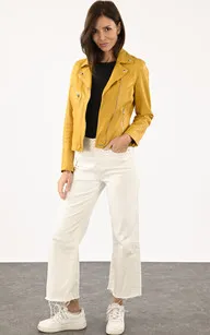 Blouson Olympe jaune Rose Garden - La Canadienne - Blousons Cuir Jaune